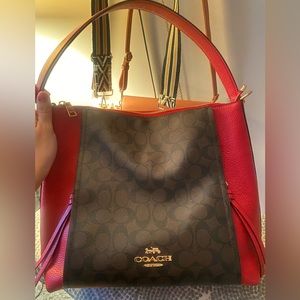 Red and brown Coach bag- Authentic